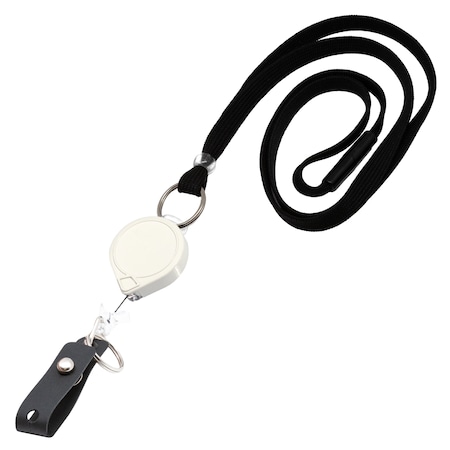 Key-Bak Round HD Super Duty  MINI-BAK, White, Lanyard, Hi-Capacity Strap/Split Ring, POLY 0AC5-00D4-H